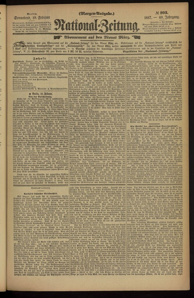 Miniatura de National Zeitung del 19 de febrero de 1887, nº 103