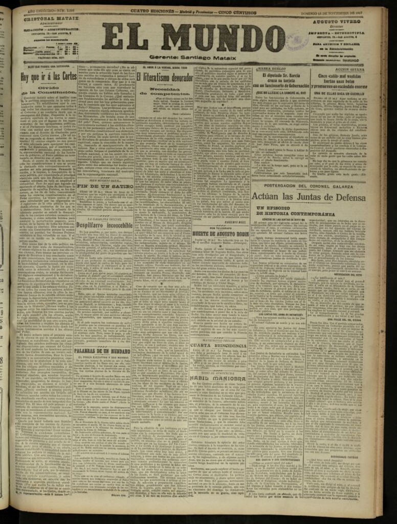 Miniatura de El Mundo del 18 de noviembre de 1917 (edición de provincias)