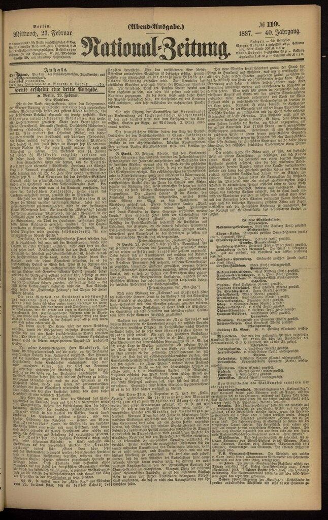 Miniatura de National Zeitung del 23 de febrero de 1887, nº 110