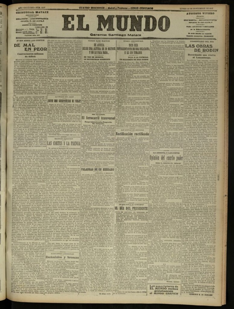 Miniatura de El Mundo del 19 de noviembre de 1917 (edición de provincias)