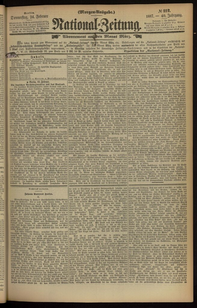 Miniatura de National Zeitung del 24 de febrero de 1887, nº 112