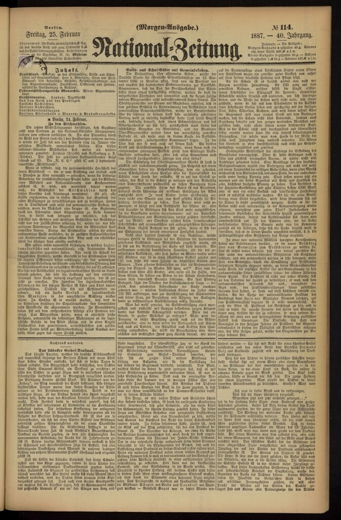 Miniatura de National Zeitung del 25 de febrero de 1887, nº 114