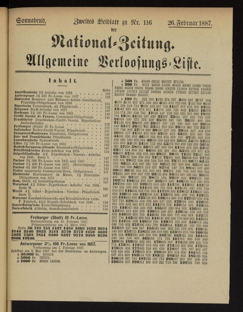 Miniatura de National Zeitung del 26 [sic] de febrero de 1887, suplemento al nº 116