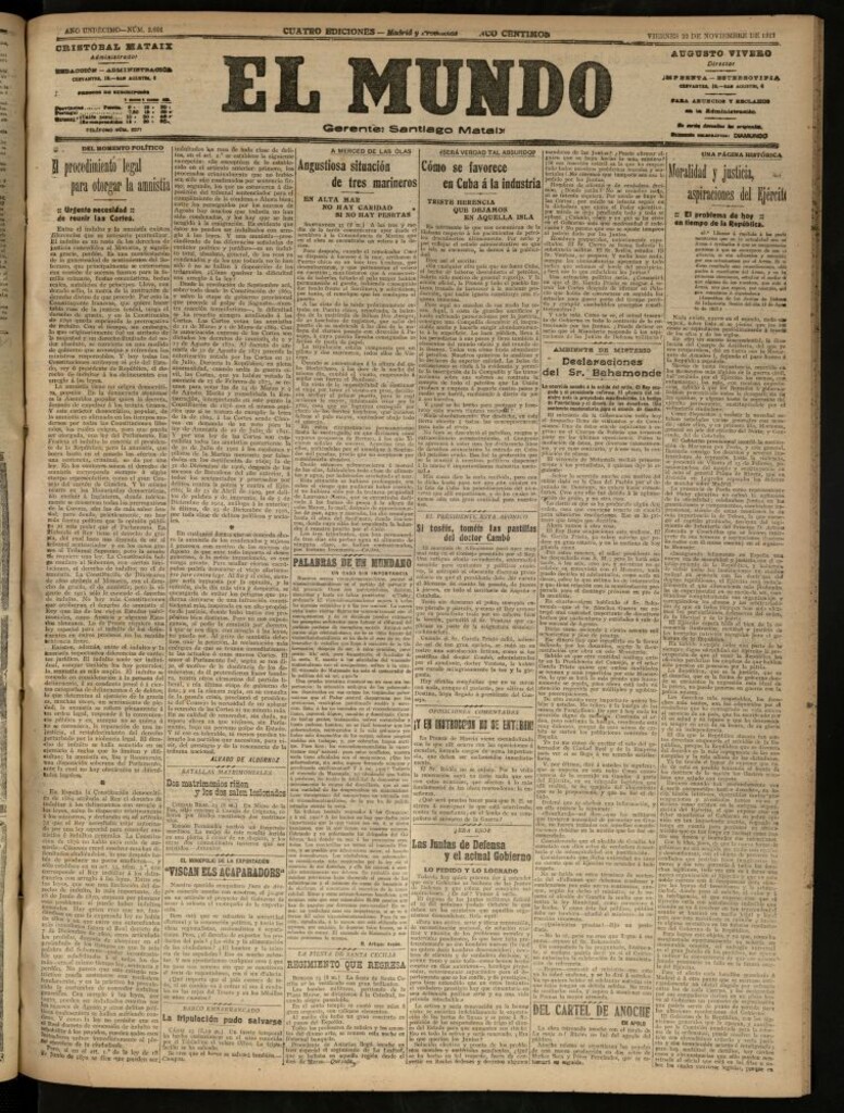 Miniatura de El Mundo del 23 de noviembre de 1917 (edición de provincias)