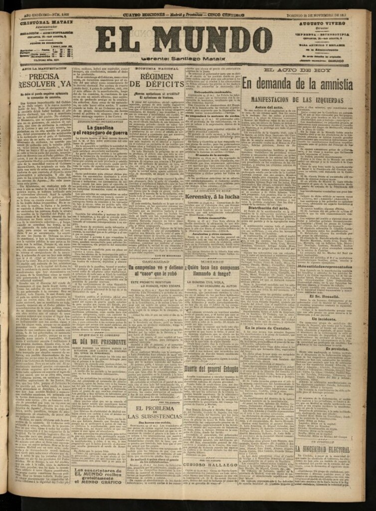 Miniatura de El Mundo del 25 de noviembre de 1917 (edición de provincias)