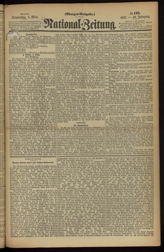 Miniatura de National Zeitung del 3 de marzo de 1887, nº 125