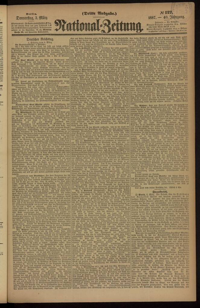 Miniatura de National Zeitung del 3 de marzo de 1887, nº 127