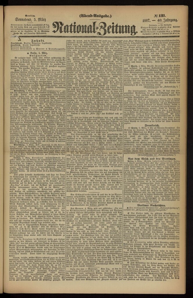 Miniatura de National Zeitung del 5 de marzo de 1887, nº 131
