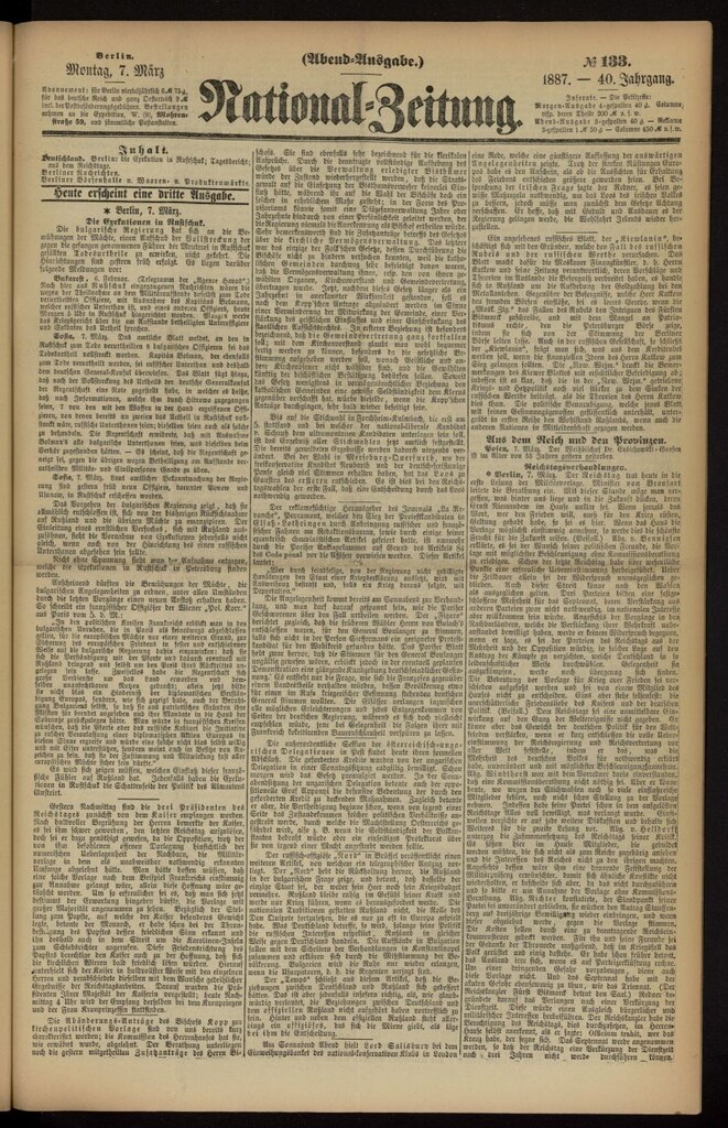 Miniatura de National Zeitung del 7 de febrero de 1887, nº 133