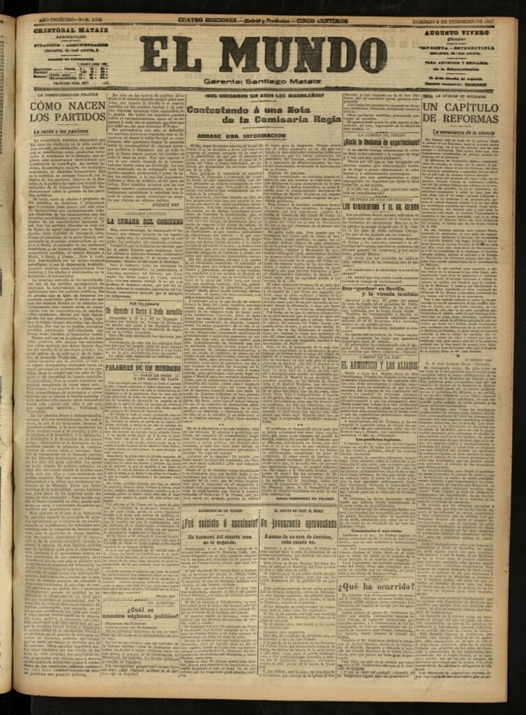 Miniatura de El Mundo del 2 de diciembre de 1917 (edición de provincias)