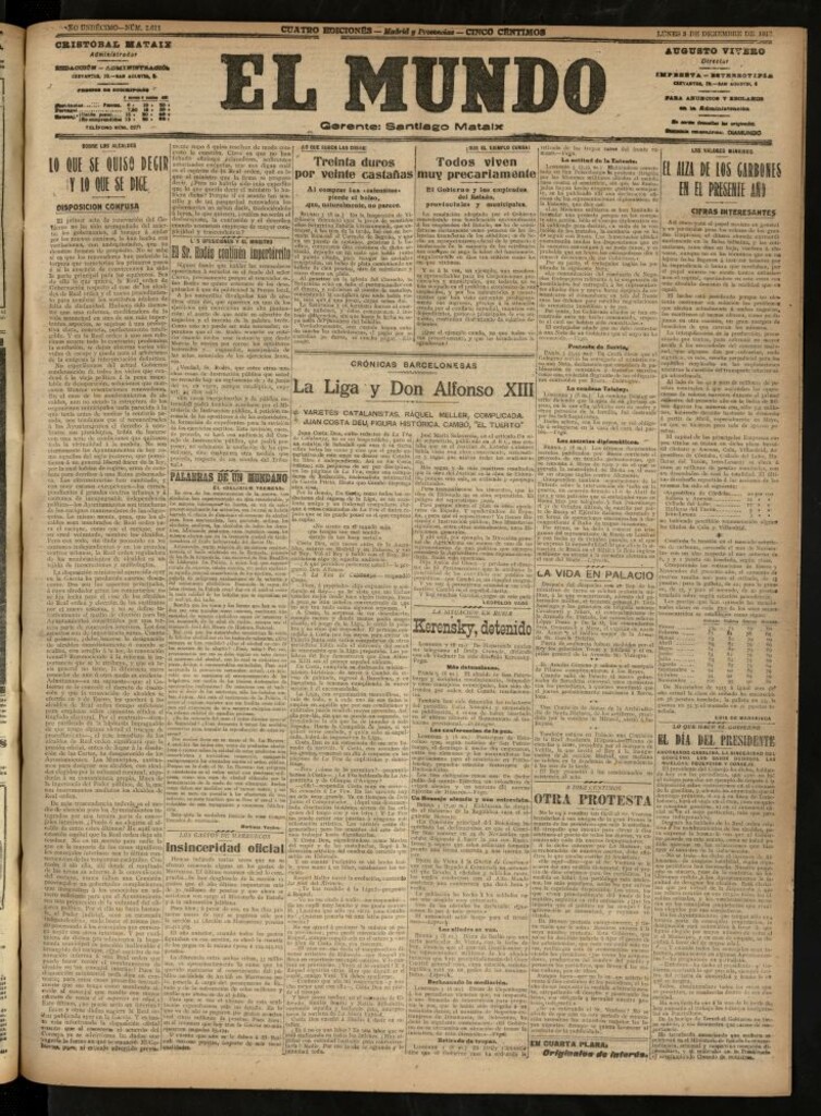 Miniatura de El Mundo del 3 de diciembre de 1917 (edición de provincias)