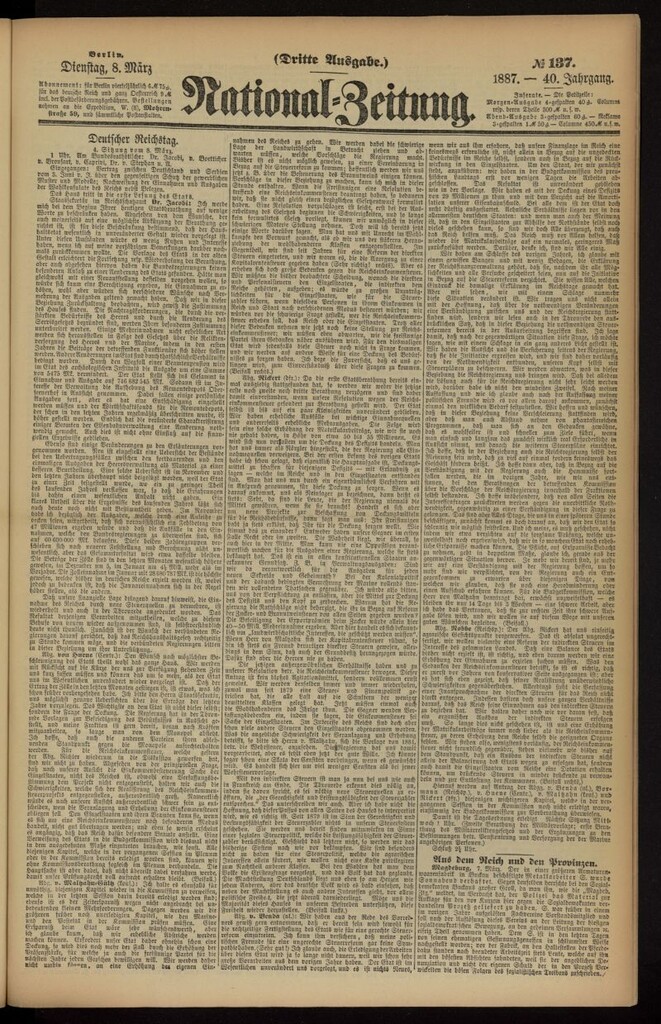 Miniatura de National Zeitung del 8 de marzo de 1887, nº 137