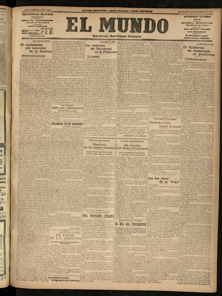 Miniatura de El Mundo del 5 de diciembre de 1917 (edición de provincias)