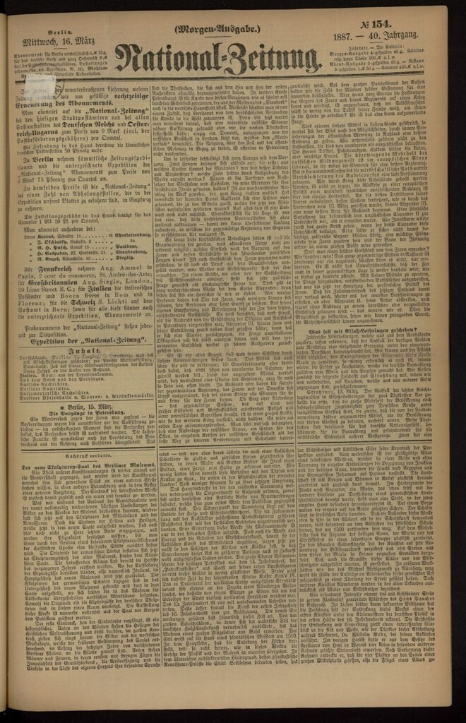 Miniatura de National Zeitung del 16 de marzo de 1887, nº 154