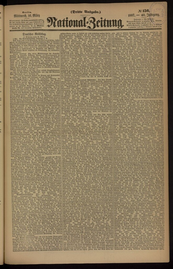 Miniatura de National Zeitung del 16 de marzo de 1887, nº 156
