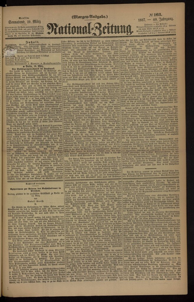 Miniatura de National Zeitung del 19 de marzo de 1887, nº 163