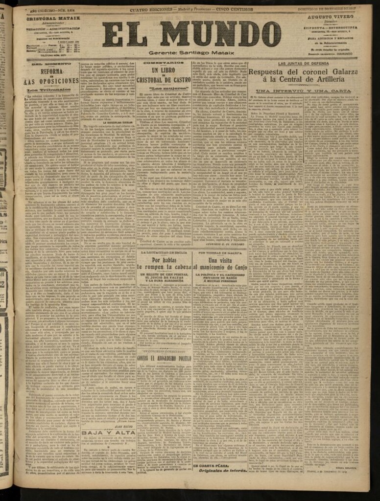 Miniatura de El Mundo del 16 de diciembre de 1917 (edición de provincias)