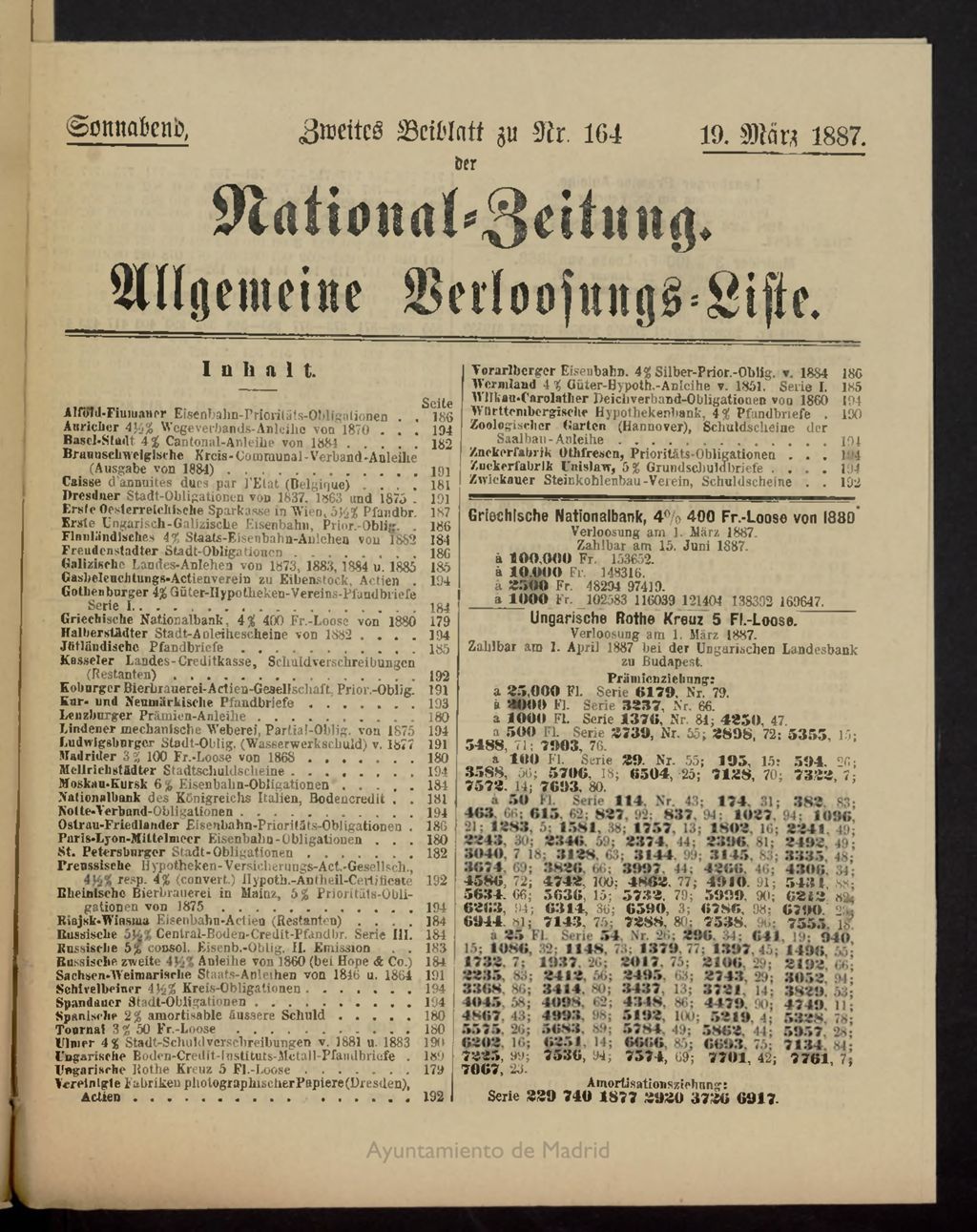 Miniatura de National Zeitung del 19 de marzo de 1887, suplemento al nº 164