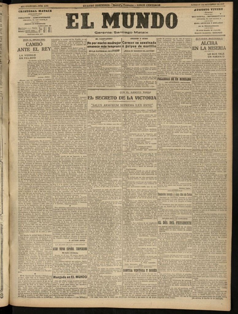Miniatura de El Mundo del 17 de diciembre de 1917 (edición de provincias)