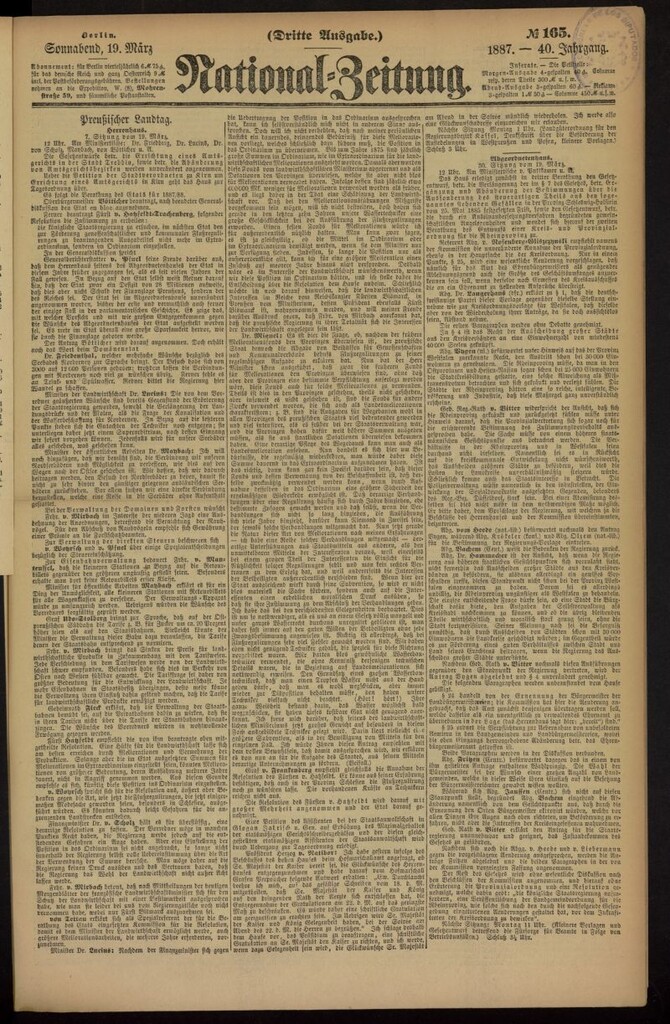 Miniatura de National Zeitung dl 19 de marzo de 1887, nº 165