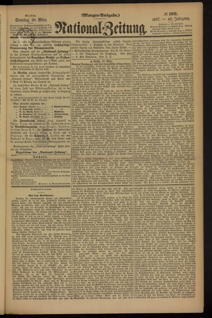 Miniatura de National Zeitung del 20 de marzo de 1887, nº 166