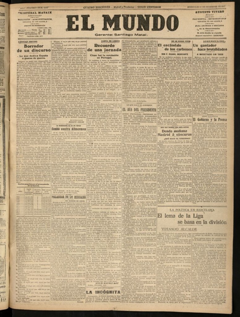 Miniatura de El Mundo del 19 de diciembre de 1917 (edición de provincias)