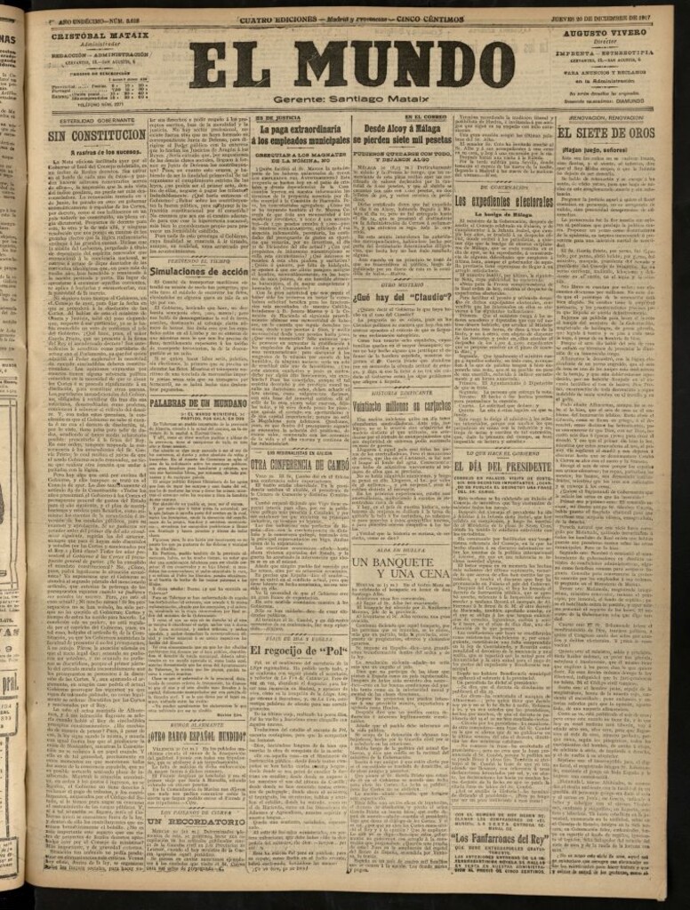 Miniatura de El Mundo del 20 de diciembre de 1917 (edición de provincias)