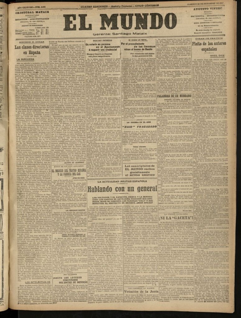 Miniatura de El Mundo del 23 de diciembre de 1917 (edición de provincias)