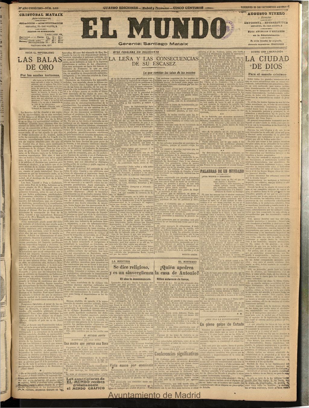 Miniatura de El Mundo del 28 de diciembre de 1917 (edición de provincias)