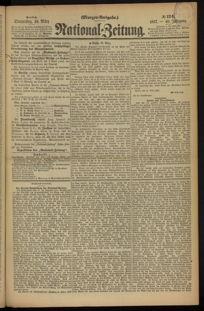 Miniatura de National Zeitung del 24 de marzo de 1887, nº 174