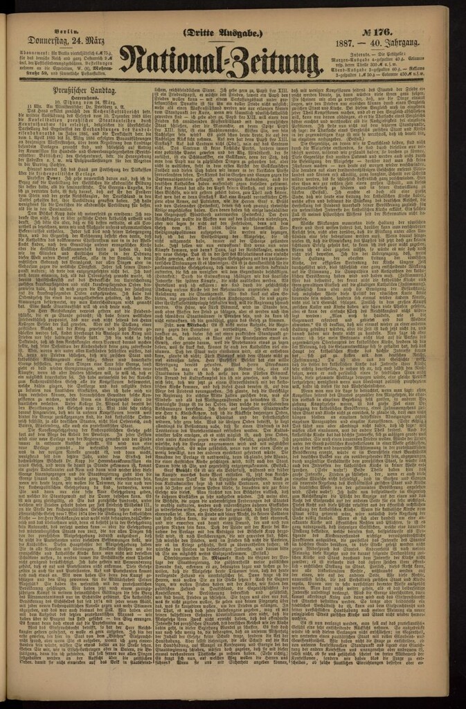 Miniatura de National Zeitung del 24 de marzo de 1887, nº 176