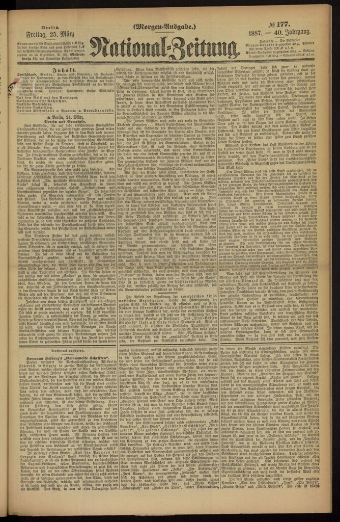 Miniatura de National Zeitung el 25 de marzo de 1887, nº 177