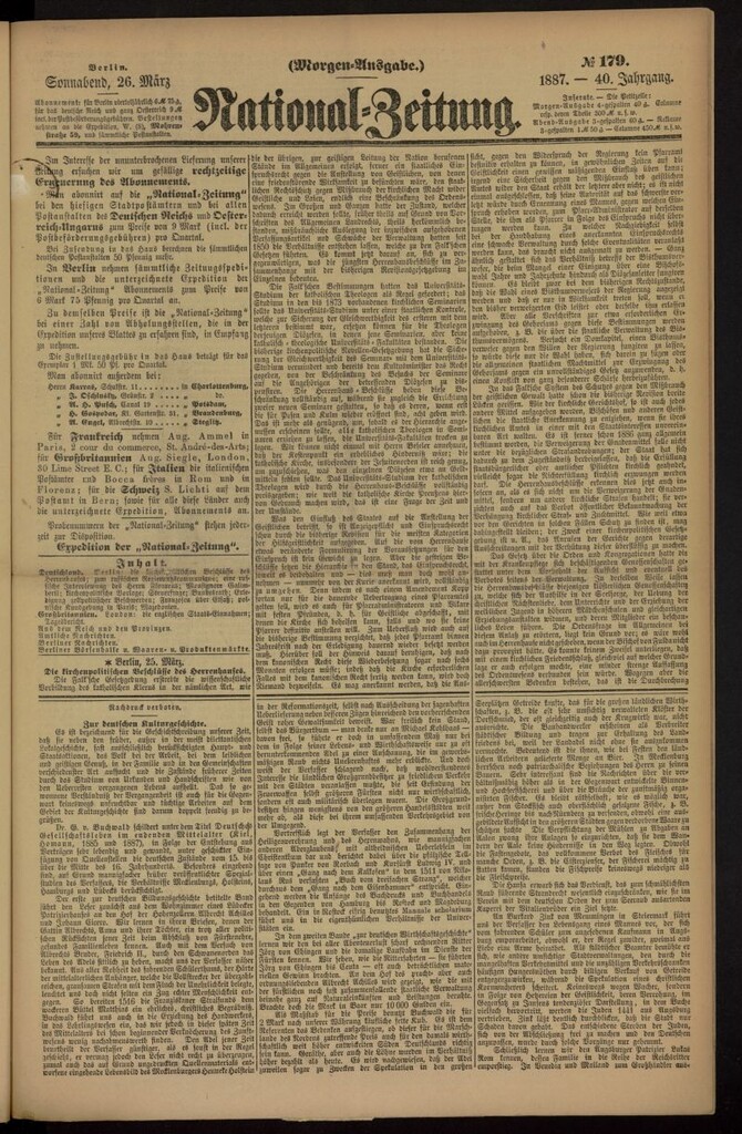 Miniatura de National Zeitung del 26 de marzo de 1887, nº 179
