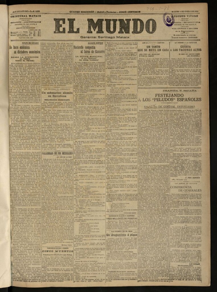 Miniatura de El Mundo del 1 de enero de 1918
