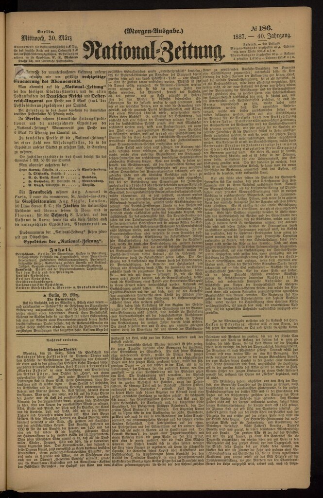 Miniatura de National Zeitung del 30 de marzo de 1887, nº 186
