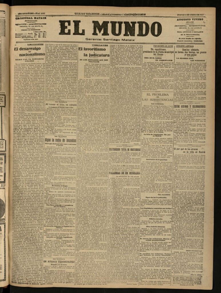 Miniatura de El Mundo del 3 de enero de 1918