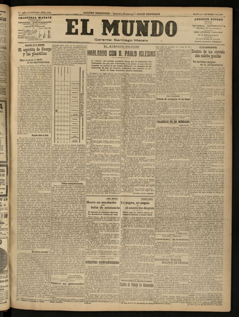 Miniatura de El Mundo del 8 de enero de 1918