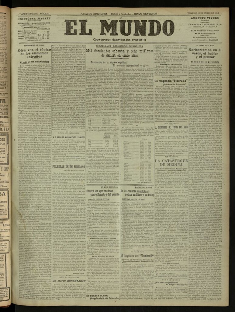 Miniatura de El Mundo del 13 de enero de 1918