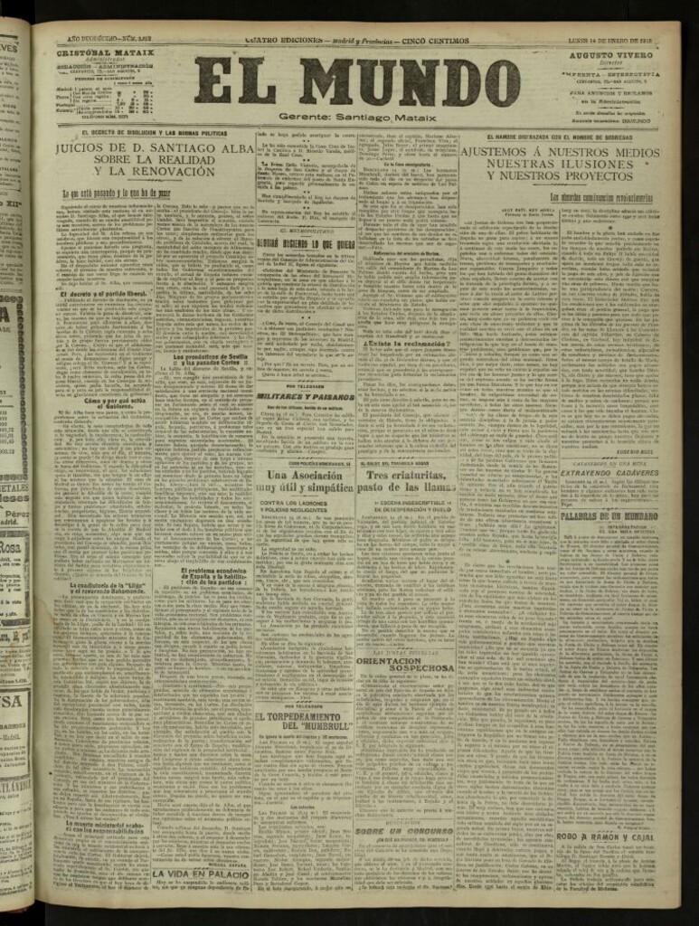 Miniatura de El Mundo del 14 de enero de 1918