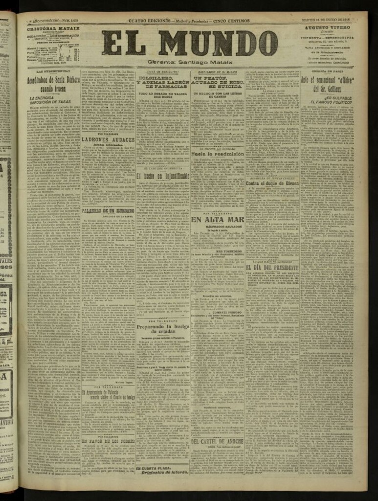 Miniatura de El Mundo del 15 de enero de 1918