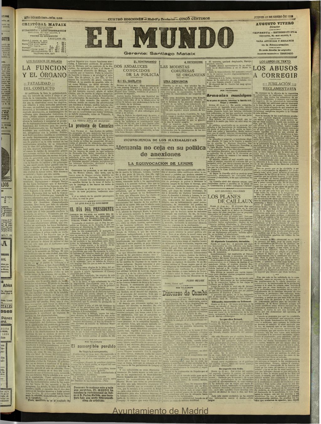 Miniatura de El Mundo del 17 de enero de 1918