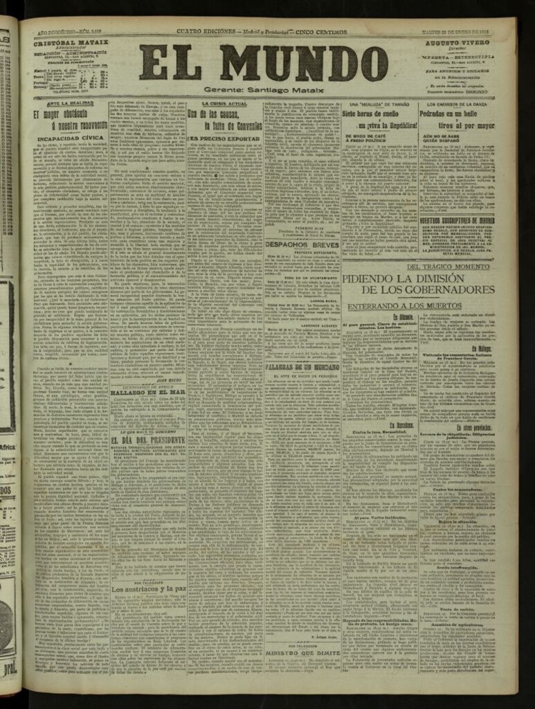 Miniatura de El Mundo del 22 de enero de 1918