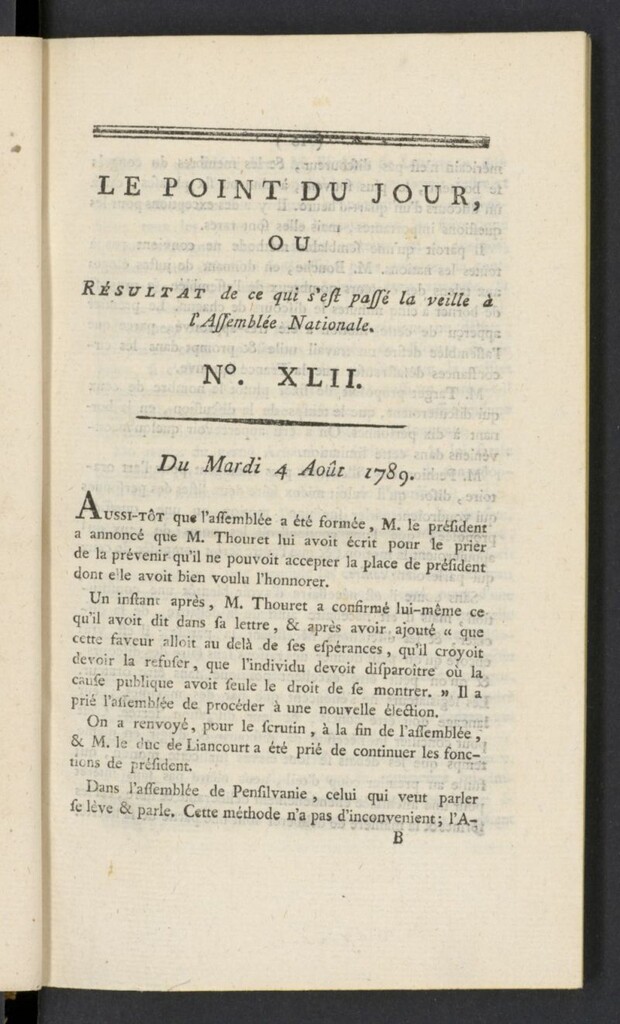 Miniatura de Point du Jour del 4 de agosto de 1789, nº 42
