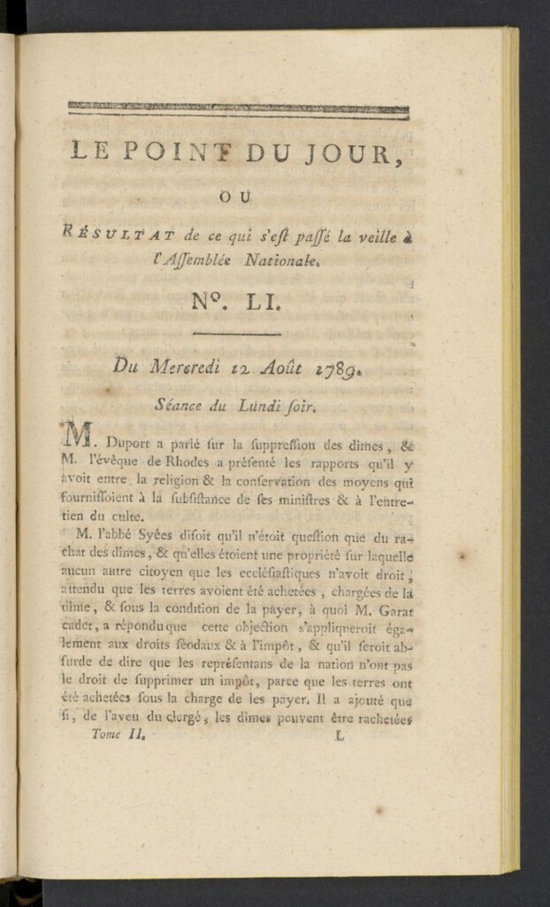 Miniatura de Point du Jour del 12 de agosto de 1789, nº 51