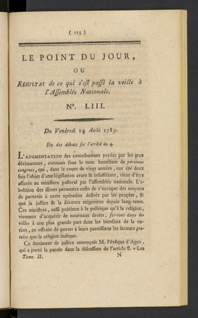 Miniatura de Point du Jour del 14 de agosto de 1789, nº 53