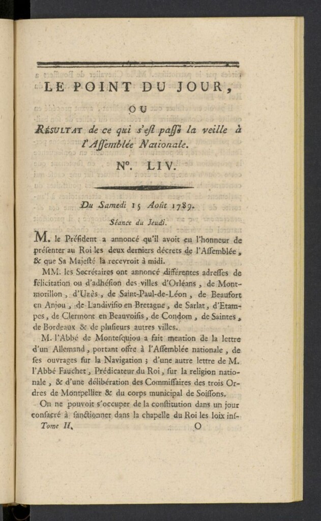 Miniatura de Point du Jour del 15 de agosto de 1789, nº 54