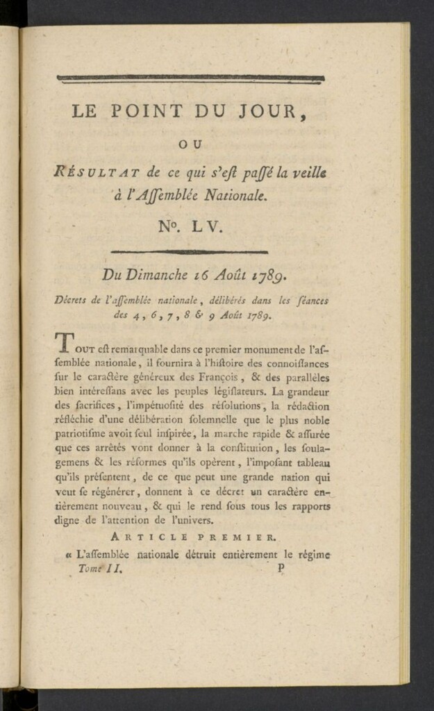 Miniatura de Point du Jour del 16 de agosto de 1789, nº 55
