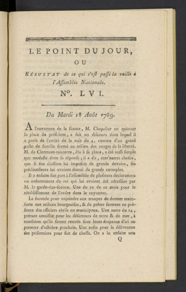 Miniatura de Point du Jour del 18 de agosto de 1789, nº 56