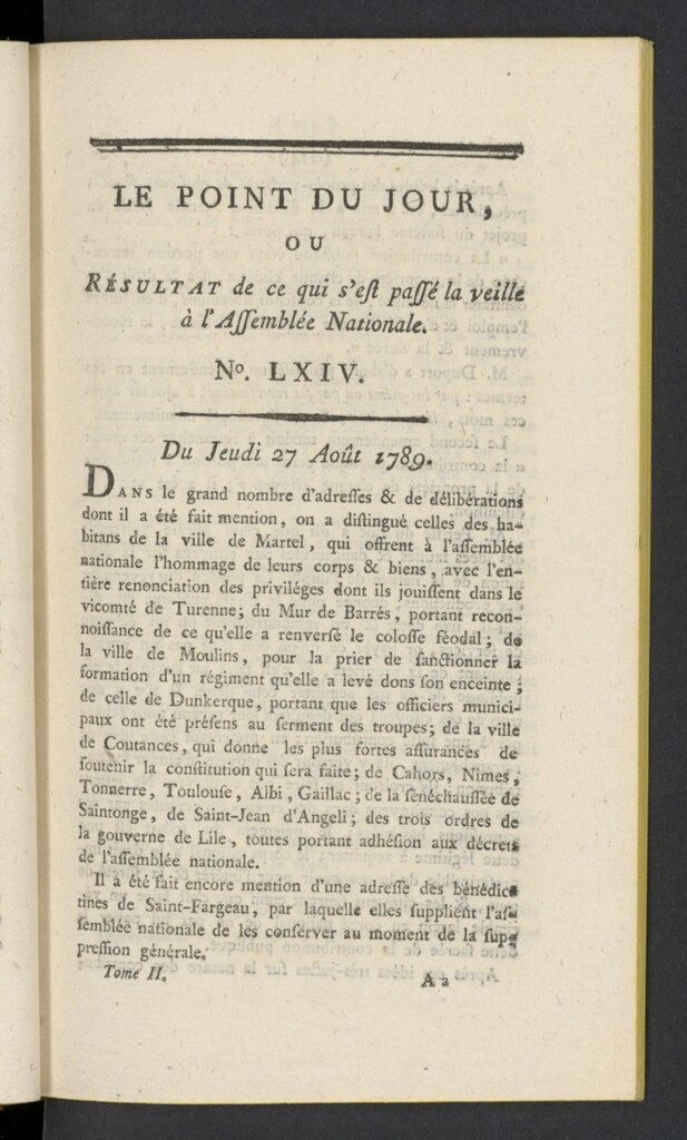 Miniatura de Point du Jour del 27 de agosto de 1789, nº 64