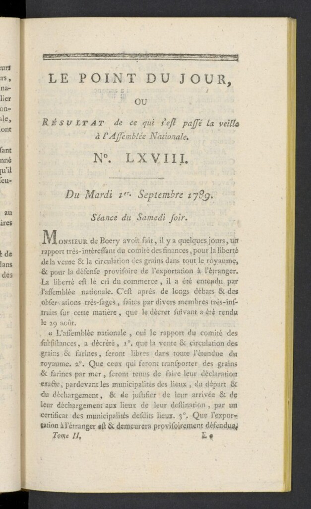 Miniatura de Point du Jour del 1 de septiembre de 1789, nº 68